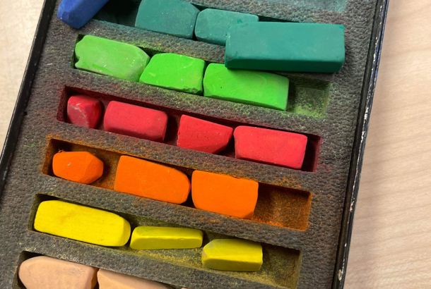 Soft pasteller efter en god dags tegning.